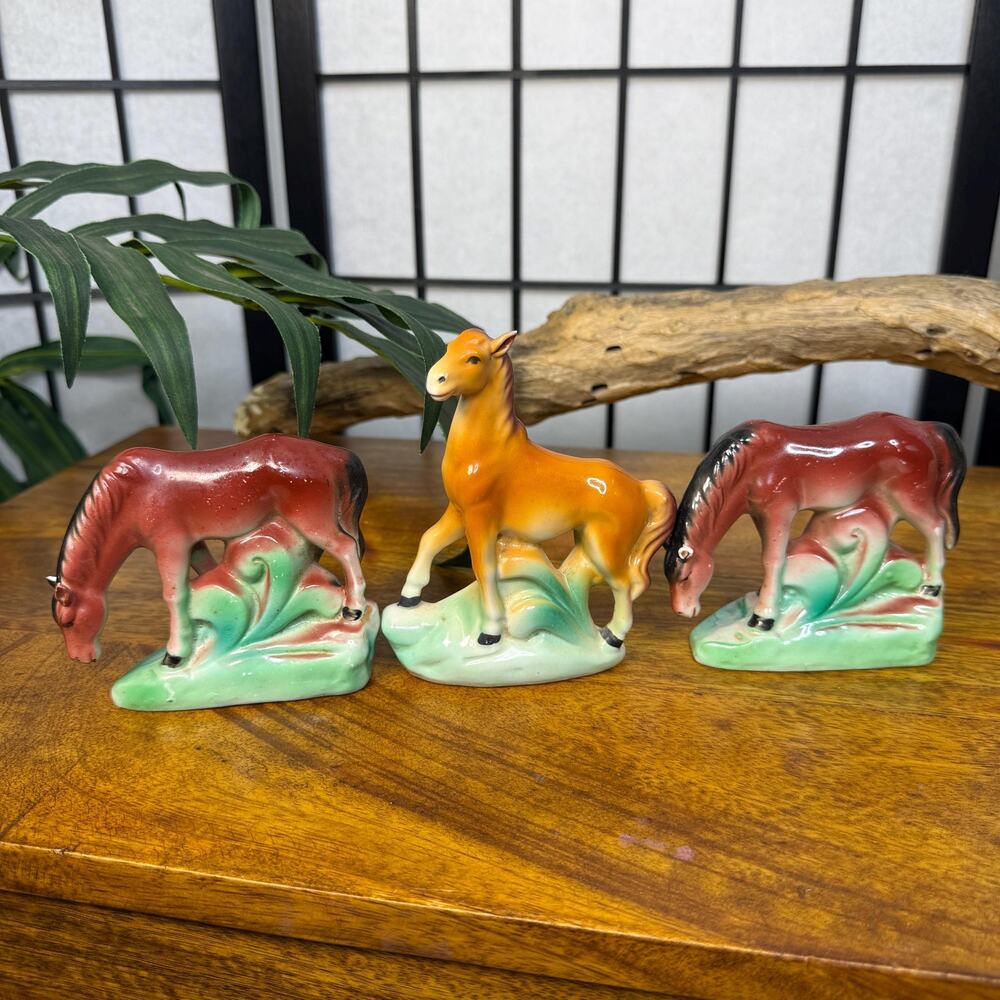 Vintage Porcelain Horse Set Equestrian Decor